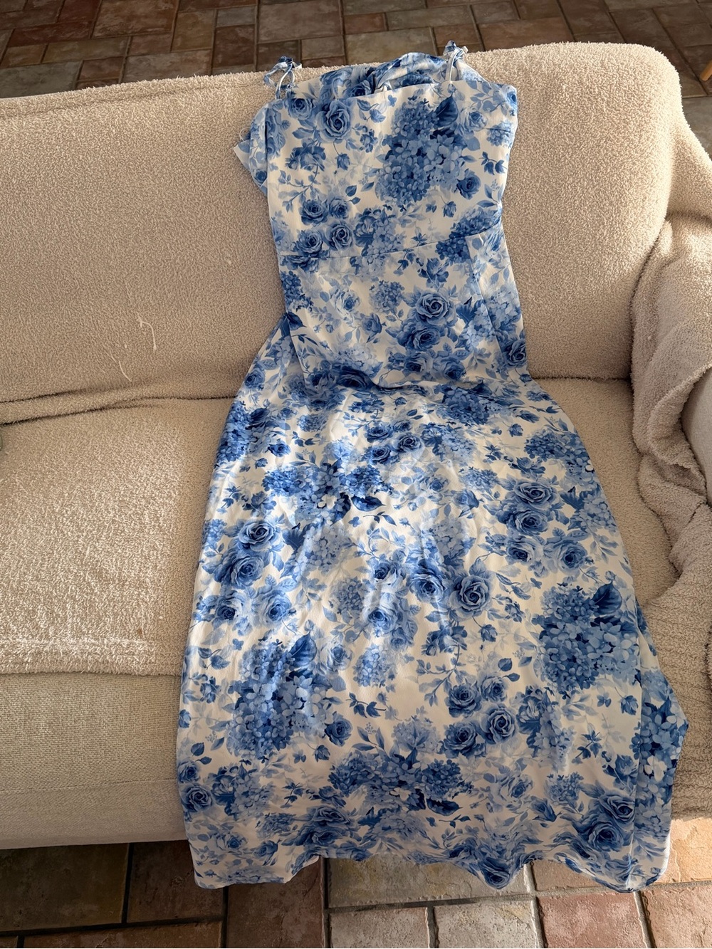 Altar'd State Blue and White Floral Midi Dress